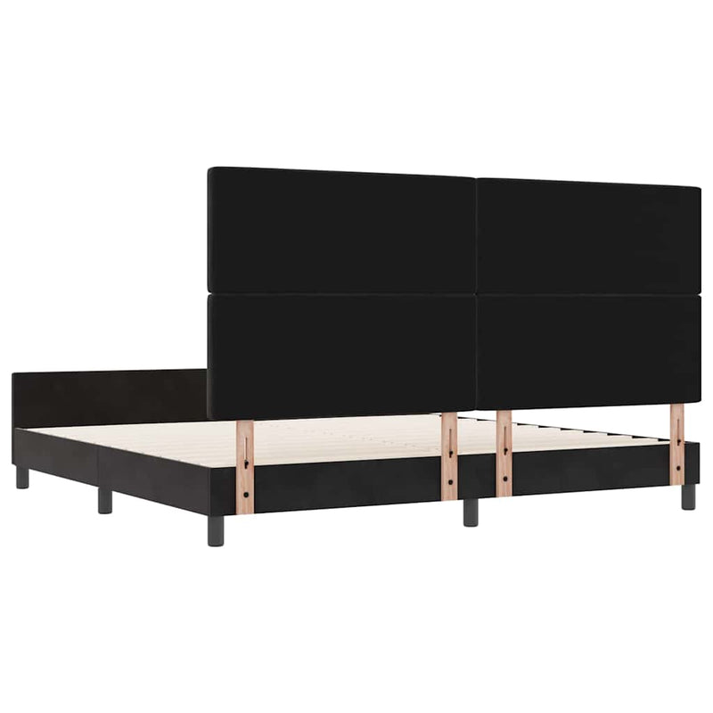 vidaXL Ágykeret fejtámlával Fekete 200 x 200 cm Bársony