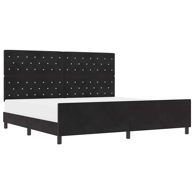 vidaXL Ágykeret fejtámlával Fekete 200 x 200 cm Bársony