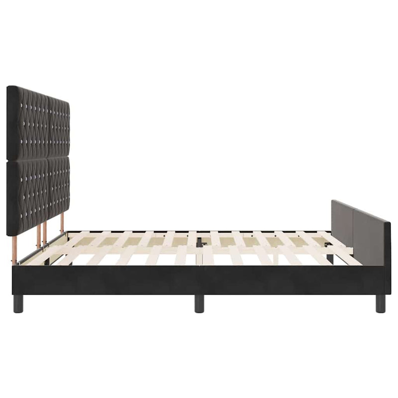 vidaXL Ágykeret fejtámlával Fekete 200 x 200 cm Bársony