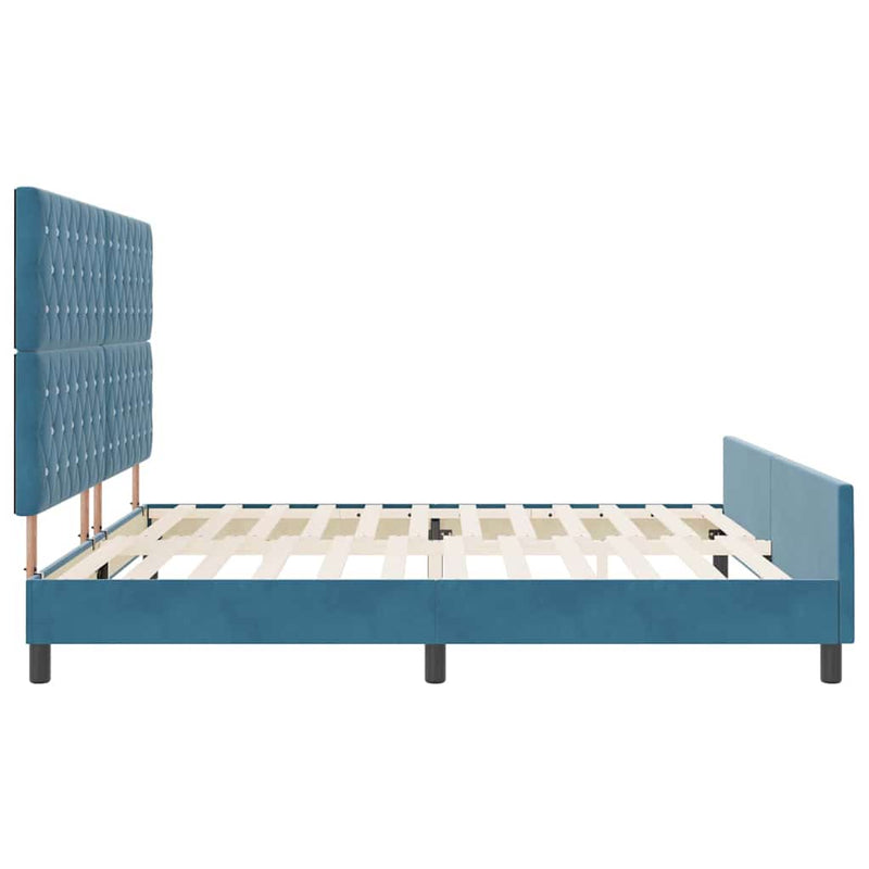 vidaXL Ágykeret fejtámlával Sötétkék 200 x 200 cm Bársony