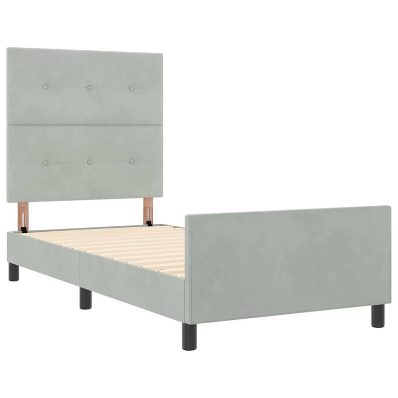 vidaXL Ágykeret fejtámlával Világosszürke 80 x 200 cm Bársony