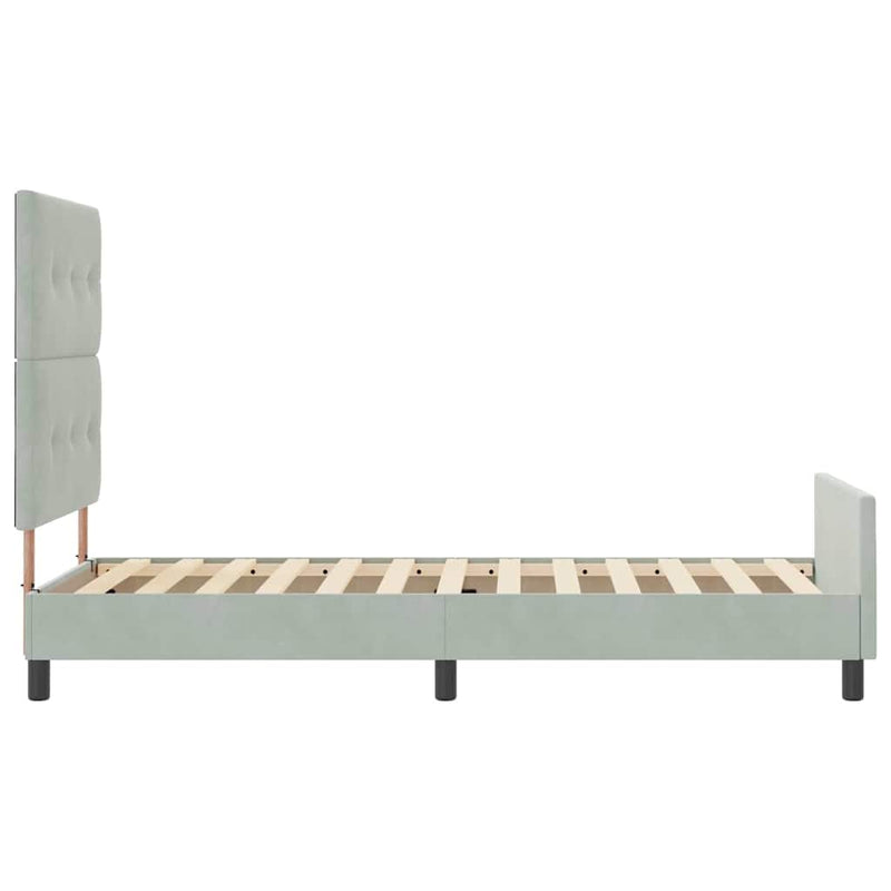 vidaXL Ágykeret fejtámlával Világosszürke 100 x 200 cm Bársony