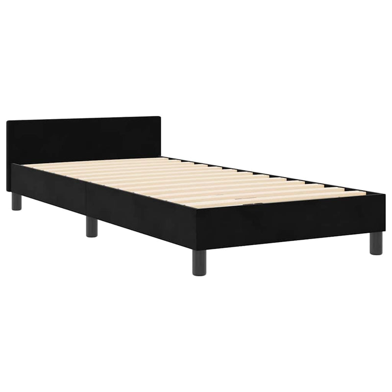 vidaXL Ágykeret fejtámlával Fekete 100 x 200 cm Bársony