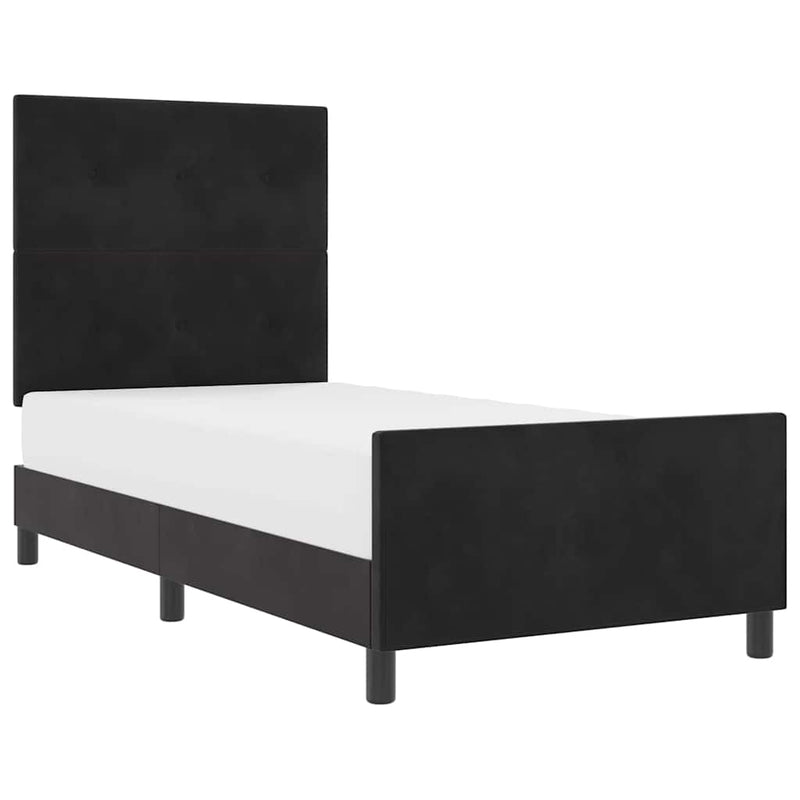 vidaXL Ágykeret fejtámlával Fekete 100 x 200 cm Bársony