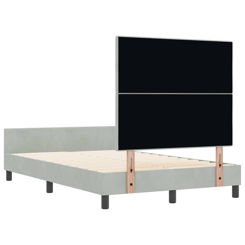 vidaXL Ágykeret fejtámlával Világosszürke 120 x 200 cm Bársony