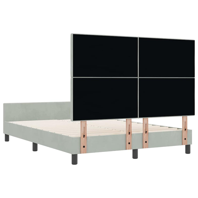 vidaXL Ágykeret fejtámlával Világosszürke 160 x 200 cm Bársony