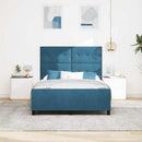 vidaXL Boxrugós ágy fejtámlával Sötét kék 160 x 200 cm Bársony