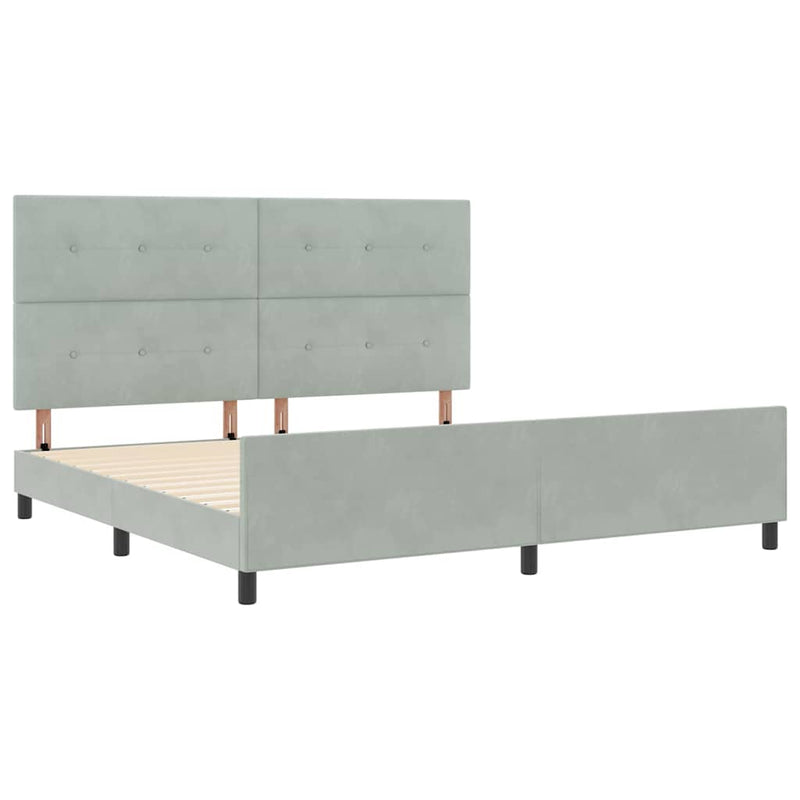 vidaXL Ágykeret fejtámlával Világosszürke 200 x 200 cm Bársony