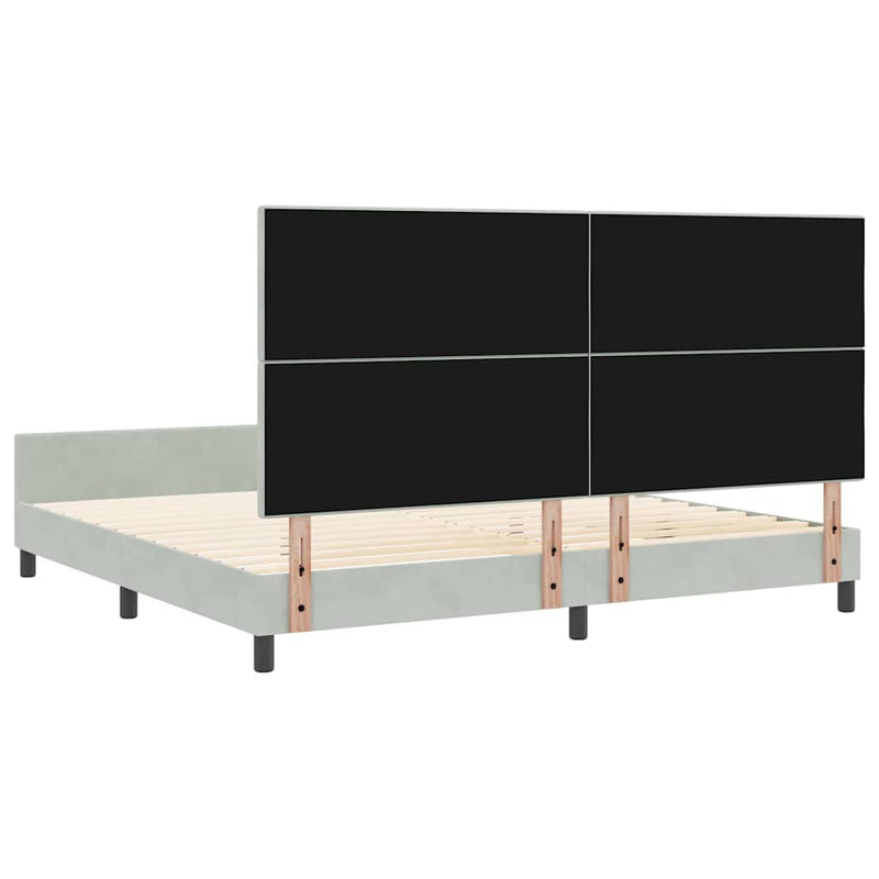 vidaXL Ágykeret fejtámlával Világosszürke 200 x 200 cm Bársony