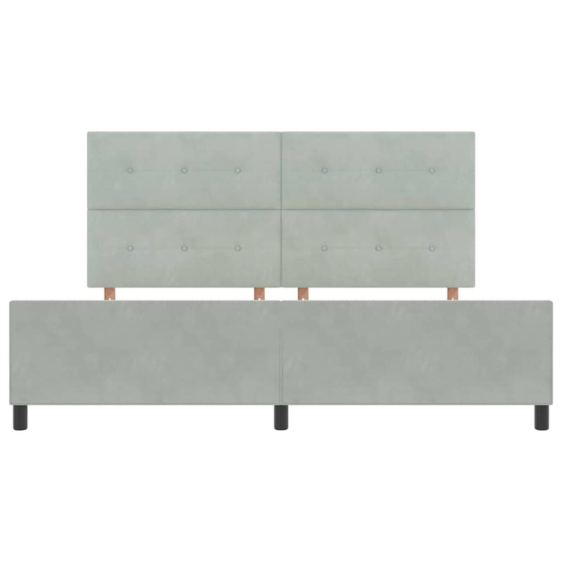 vidaXL Ágykeret fejtámlával Világosszürke 200 x 200 cm Bársony
