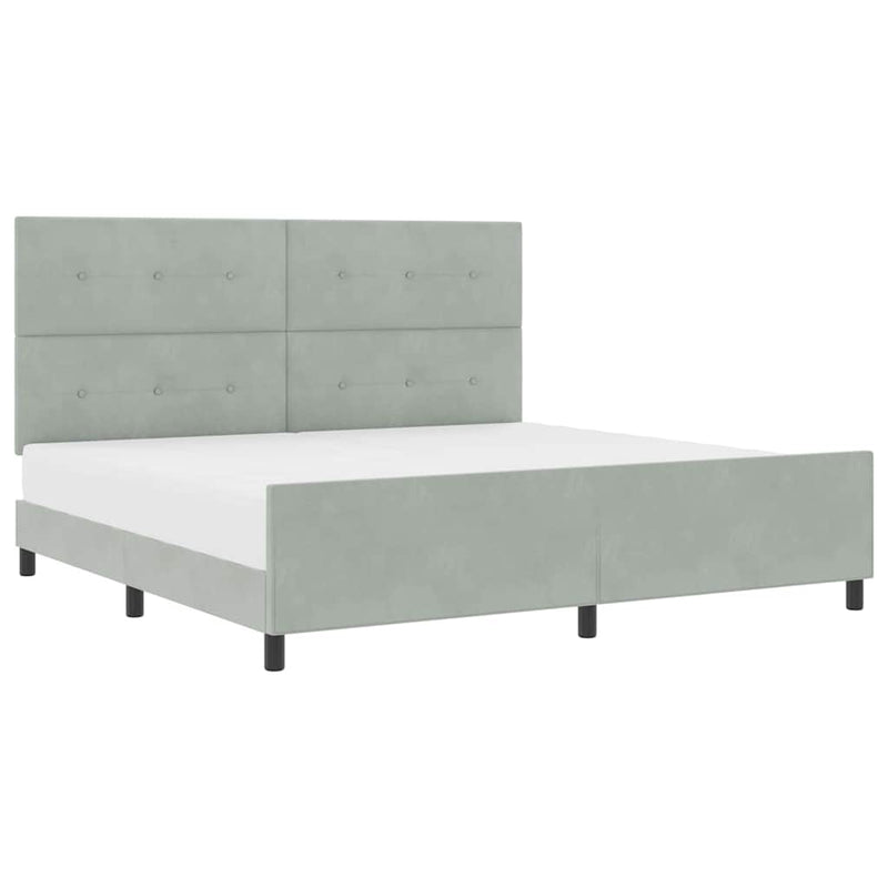 vidaXL Ágykeret fejtámlával Világosszürke 200 x 200 cm Bársony