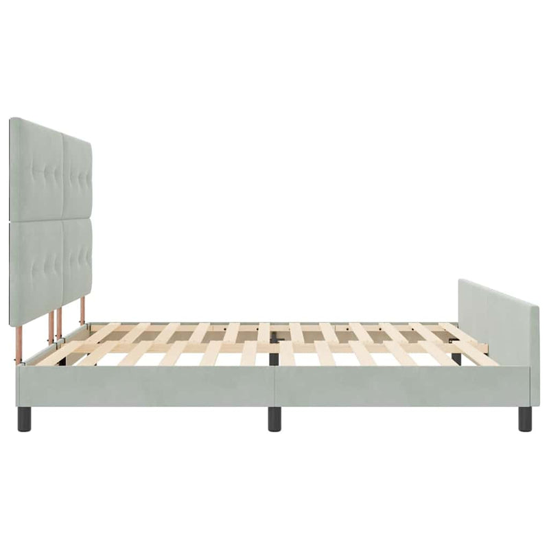 vidaXL Ágykeret fejtámlával Világosszürke 200 x 200 cm Bársony