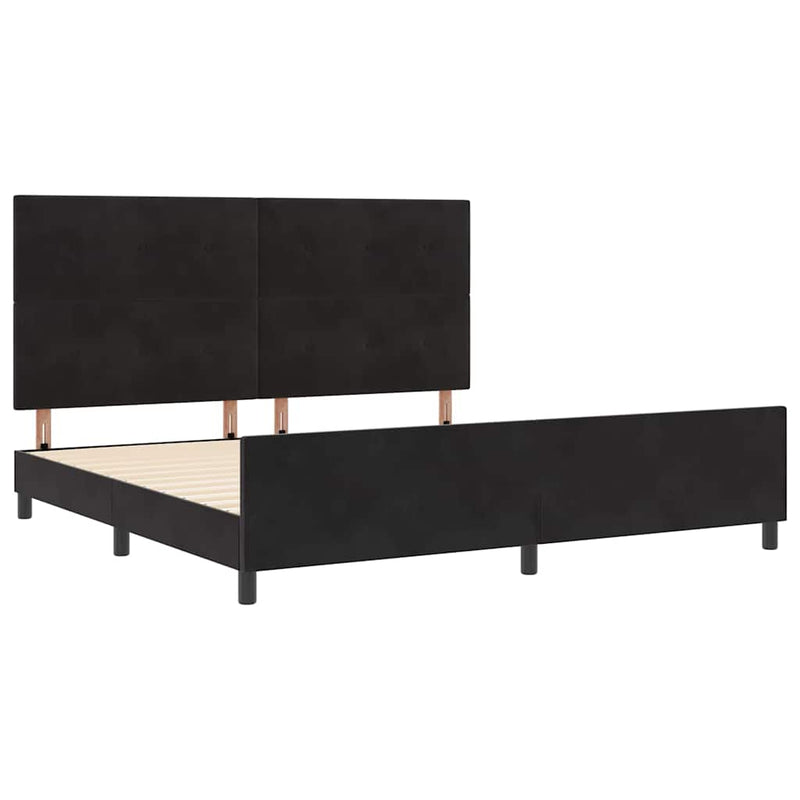 vidaXL Ágykeret fejtámlával Fekete 200 x 200 cm Bársony