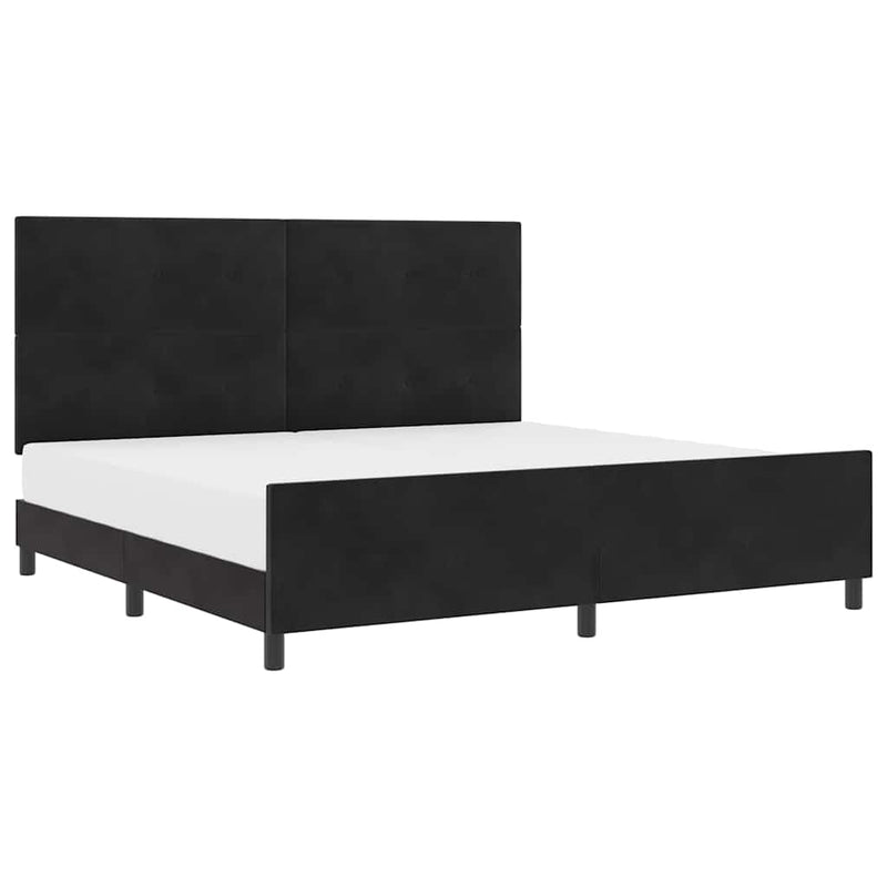 vidaXL Ágykeret fejtámlával Fekete 200 x 200 cm Bársony