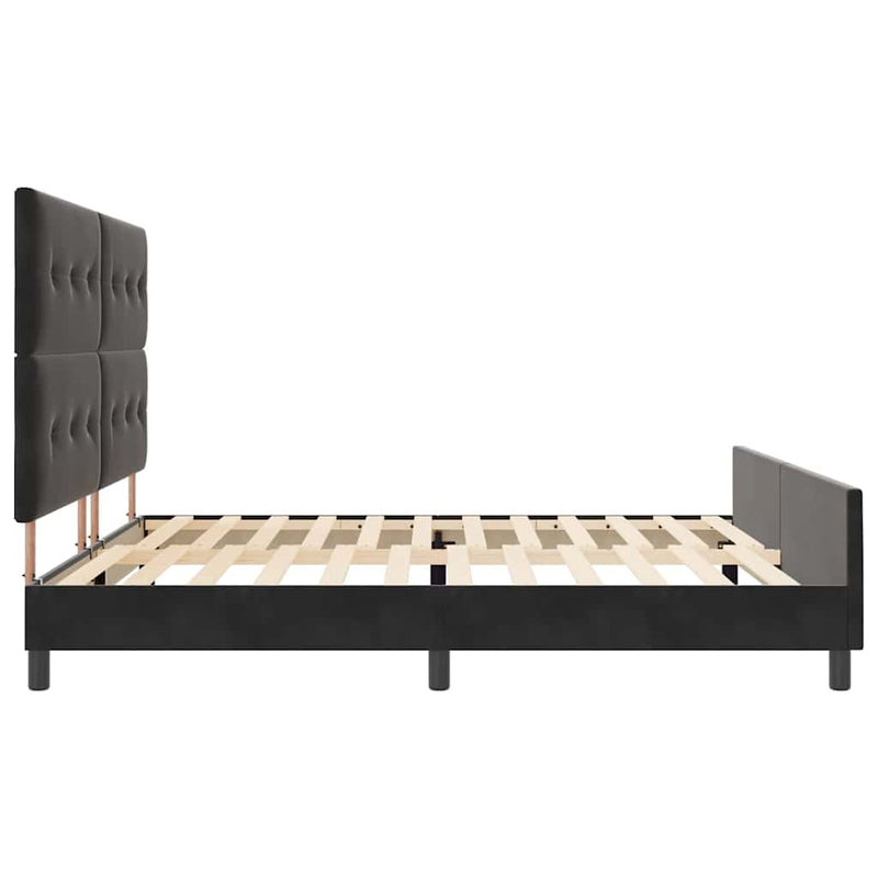 vidaXL Ágykeret fejtámlával Fekete 200 x 200 cm Bársony