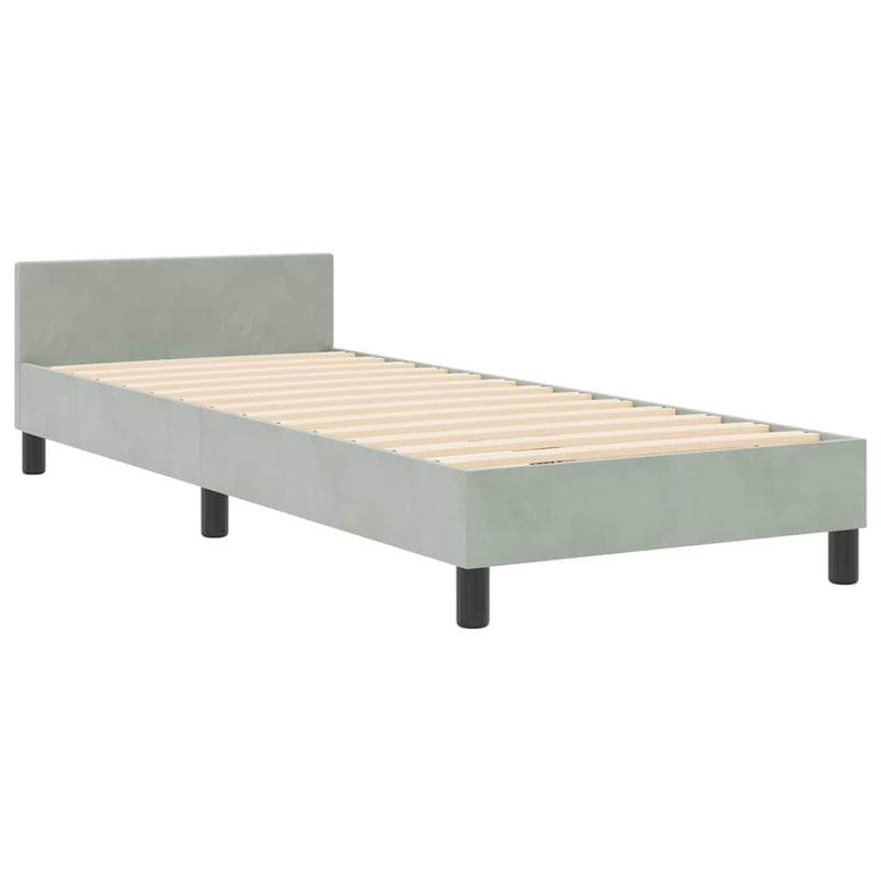 vidaXL Ágykeret fejtámlával Világosszürke 80 x 200 cm Bársony
