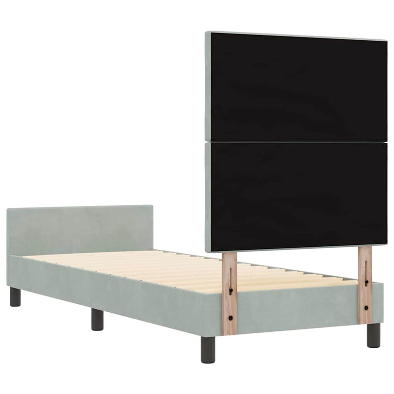 vidaXL Ágykeret fejtámlával Világosszürke 80 x 200 cm Bársony