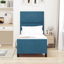 vidaXL Boxrugós ágy fejtámlával Sötét kék 80 x 200 cm Bársony