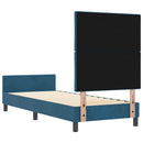 vidaXL Boxrugós ágy fejtámlával Sötét kék 80 x 200 cm Bársony