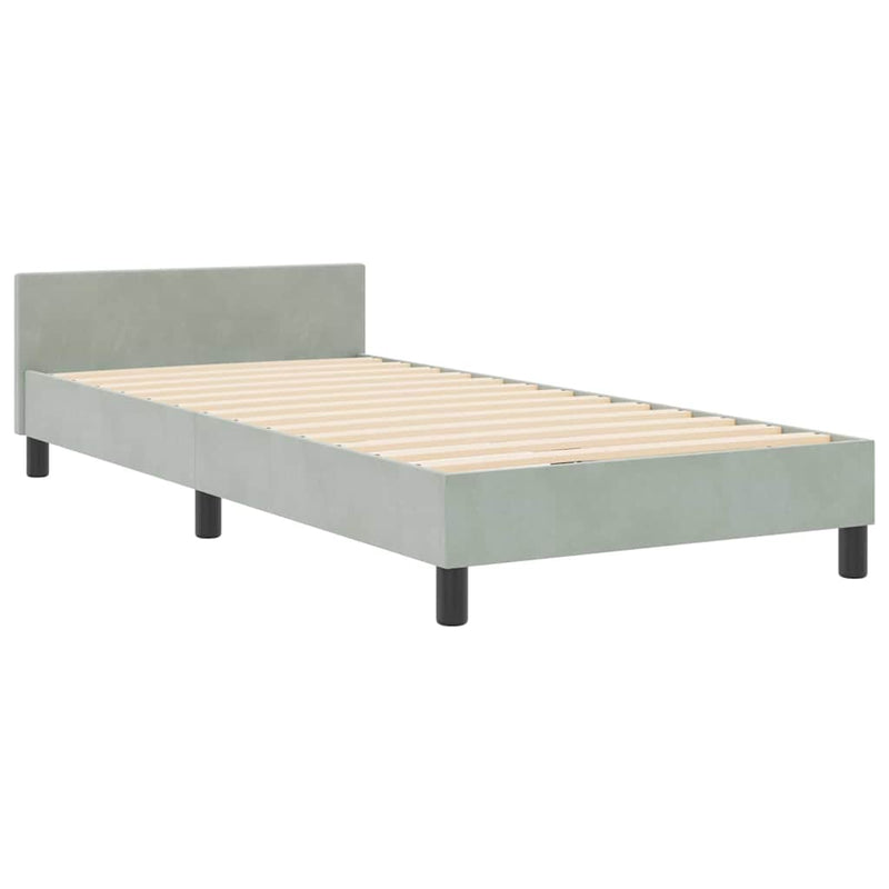 vidaXL Ágykeret fejtámlával Világosszürke 90 x 200 cm Bársony