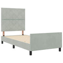 vidaXL Boxrugós ágy fejtámlával Világosszürke 100 x 200 cm Bársony