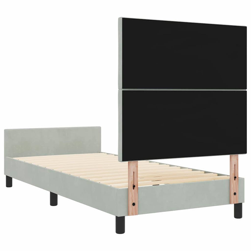 vidaXL Ágykeret fejtámlával Világosszürke 100 x 200 cm Bársony