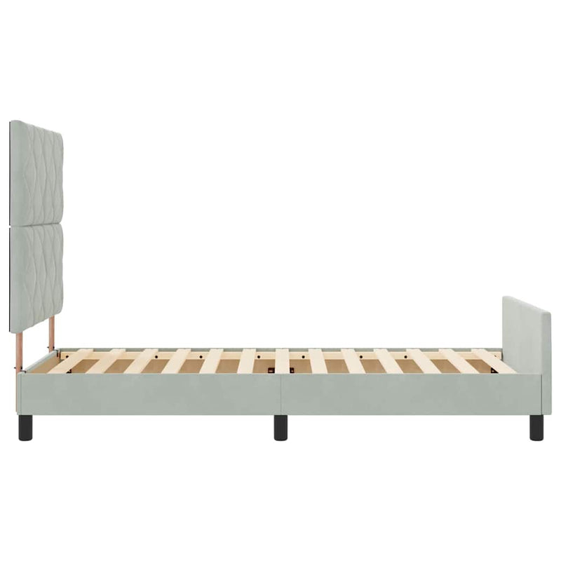 vidaXL Ágykeret fejtámlával Világosszürke 100 x 200 cm Bársony