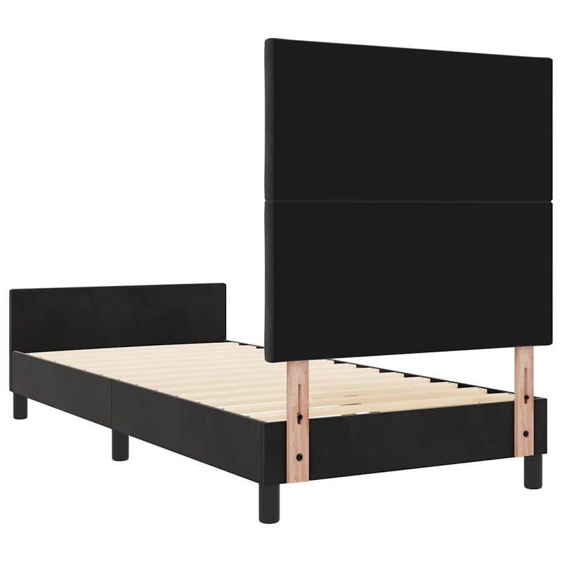 vidaXL Ágykeret fejtámlával Fekete 100 x 200 cm Bársony