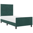 vidaXL Boxrugós ágy fejtámlával Sötétzöld 100 x 200 cm Bársony