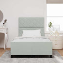 vidaXL Boxrugós ágy fejtámlával Világosszürke 120 x 190 cm Bársony