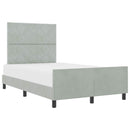 vidaXL Boxrugós ágy fejtámlával Világosszürke 120 x 190 cm Bársony