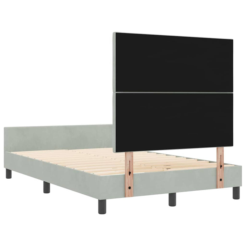 vidaXL Ágykeret fejtámlával Világosszürke 120 x 190 cm Bársony