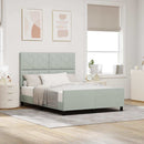 vidaXL Boxrugós ágy fejtámlával Világosszürke 140 x 190 cm Bársony