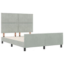 vidaXL Boxrugós ágy fejtámlával Világosszürke 140 x 190 cm Bársony