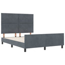 vidaXL Boxrugós ágy fejtámlával Sötétszürke 140 x 200 cm Bársony
