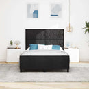 vidaXL Boxrugós ágy fejtámlával Fekete 140 x 200 cm Bársony