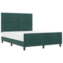 vidaXL Boxrugós ágy fejtámlával Sötétzöld 140 x 200 cm Bársony