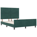 vidaXL Boxrugós ágy fejtámlával Sötétzöld 140 x 200 cm Bársony