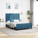 vidaXL Boxrugós ágy fejtámlával Sötét kék 140 x 200 cm Bársony