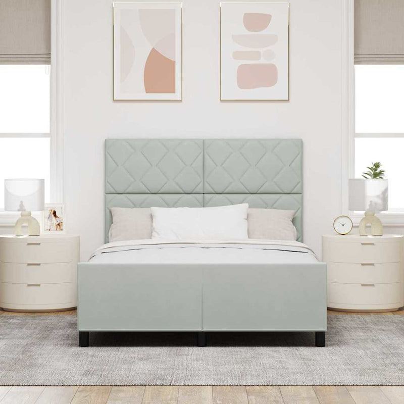 vidaXL Ágykeret fejtámlával Világosszürke 160 x 200 cm Bársony