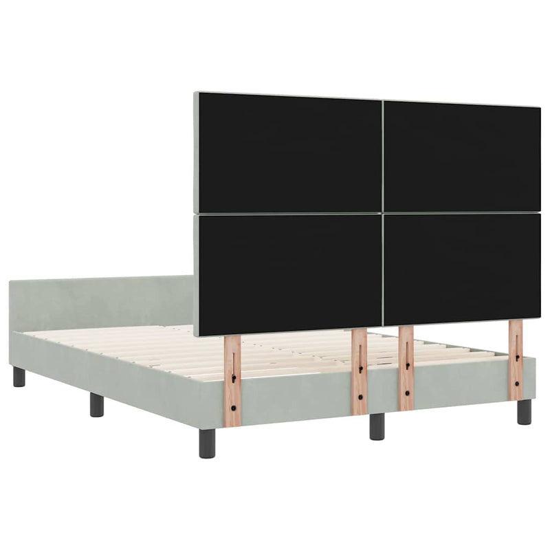 vidaXL Ágykeret fejtámlával Világosszürke 160 x 200 cm Bársony