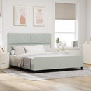 vidaXL Boxrugós ágy fejtámlával Világosszürke 180 x 200 cm Bársony