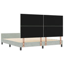 vidaXL Boxrugós ágy fejtámlával Világosszürke 180 x 200 cm Bársony