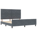 vidaXL Boxrugós ágy fejtámlával Sötétszürke 180 x 200 cm Bársony