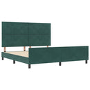 vidaXL Boxrugós ágy fejtámlával Sötétzöld 180 x 200 cm Bársony