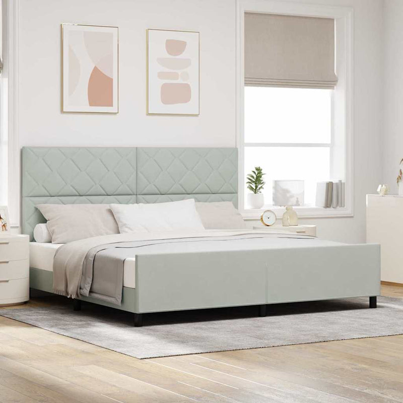 vidaXL Ágykeret fejtámlával Világosszürke 200 x 200 cm Bársony