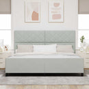 vidaXL Boxrugós ágy fejtámlával Világosszürke 200 x 200 cm Bársony