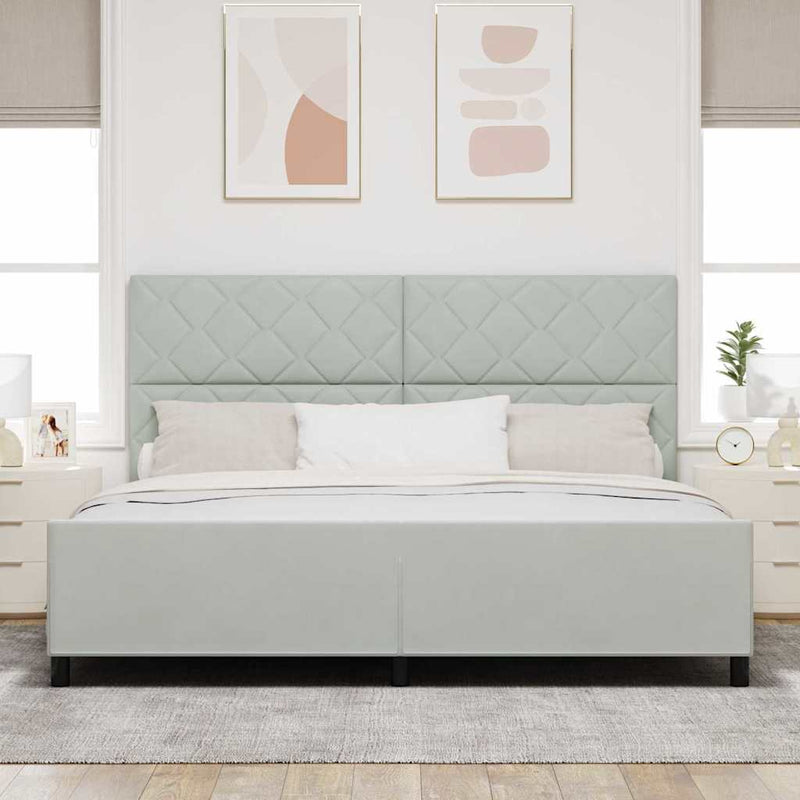 vidaXL Ágykeret fejtámlával Világosszürke 200 x 200 cm Bársony