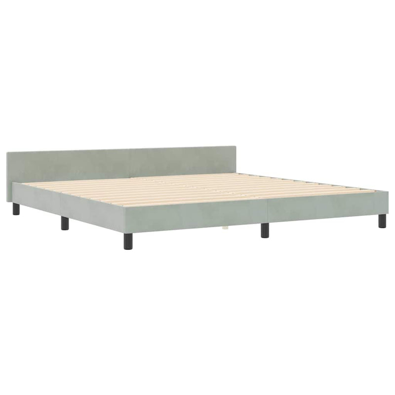 vidaXL Ágykeret fejtámlával Világosszürke 200 x 200 cm Bársony