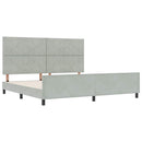 vidaXL Boxrugós ágy fejtámlával Világosszürke 200 x 200 cm Bársony